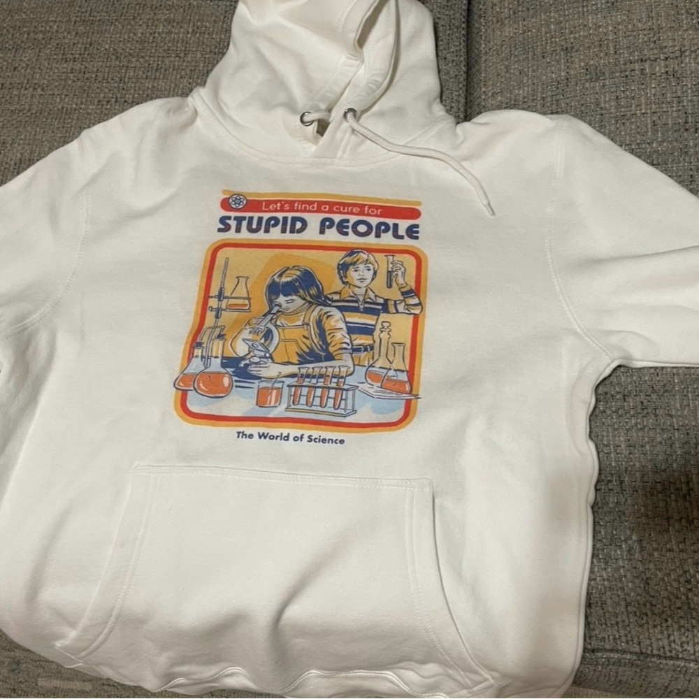 White Graphic Hoodie with Science Print